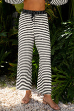 Load image into Gallery viewer, White Stripe Collared Pullover Top and Drawstring Pant Set