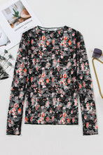 Load image into Gallery viewer, Black Floral Mesh Sheer Long Sleeve Top