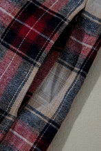 Load image into Gallery viewer, Red Plaid Print Chest Pocket Buttoned Hooded Shacket