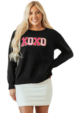 Load image into Gallery viewer, Black Holly Jolly Round Neck Casual Sweater