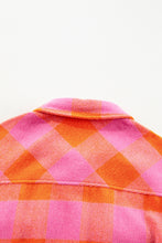 Load image into Gallery viewer, Orange Plaid Chest Pockets Button-up Turn Down Collar Jacket