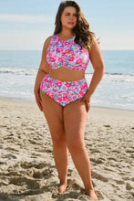 Cargar imagen en el visor de la galería, Rose Plus Size Floral Print Twisted High Waist Bikini Set