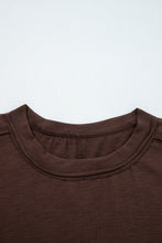 Load image into Gallery viewer, Dark Brown Sheer Lace Patchwork Casual Long Sleeve Tee