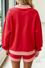 Load image into Gallery viewer, Carrot Gingham Trim Baggy Pullover 2pcs Short Set