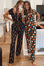 Load image into Gallery viewer, Orange Halloween Pattern Short Sleeve Shirt Pajama Set