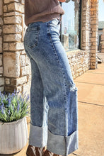 Load image into Gallery viewer, Ashleigh Blue Mineral Wash Bottom Cuff Distressed Wide Leg Jeans