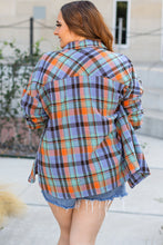 Load image into Gallery viewer, Orange Plus Size Plaid Print Buttoned Shirt