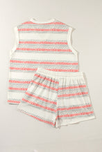 Load image into Gallery viewer, Beige Western Striped Print Casual Tank 2pcs Outfit