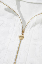 Cargar imagen en el visor de la galería, White Leopard Jacquard Quarter Zip Tee and Shorts Set