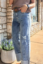 Load image into Gallery viewer, Ashleigh Blue Mineral Wash Bottom Cuff Distressed Wide Leg Jeans