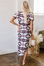 Load image into Gallery viewer, Beige Western Aztec Printed Long T-shirt Dress