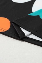 Load image into Gallery viewer, Black Flower/Bowknot Print Bubble Sleeve Tee