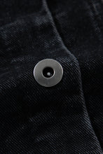 Load image into Gallery viewer, Black Plaid Sleeve Frayed Hem Hooded Denim Jacket