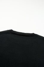 Load image into Gallery viewer, Black Holly Jolly Round Neck Casual Sweater