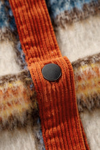 Load image into Gallery viewer, Brown Stripe Plus Size Plaid Print Collared Buttoned Jacket