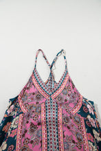 Cargar imagen en el visor de la galería, Pink Bohemian Floral Patchwork Print Long Sundress