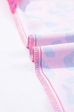 Load image into Gallery viewer, Rose Contrast Leopard Print Plus Size V Neck Blouse