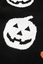 Load image into Gallery viewer, Black Halloween Mythical Night Pattern Drop Shoulder Sweater