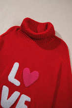 Load image into Gallery viewer, Red Merry Letter Embroidered High Neck Sweater
