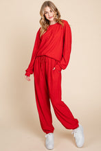 Load image into Gallery viewer, Super Lady Full Size Crinkle Check Round Neck Top and Pants Lounge Set