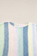 Load image into Gallery viewer, Purple Color Block Fringed Drop Shoulder Tunic Sweater