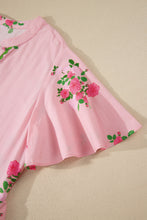 Cargar imagen en el visor de la galería, Pink Notched Neck Flutter Short Sleeve Floral Print Maxi Dress