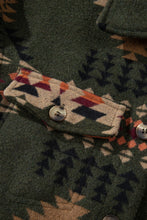 Load image into Gallery viewer, Green Aztec Print Flap Pockets Long Sleeve Shacket
