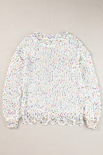 Load image into Gallery viewer, White Colorful Confetti Distressed Knit Sweater
