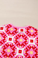 Load image into Gallery viewer, Sachet Pink Geometric Print Long Sleeve Top and Drawstring Shorts Set