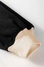 Load image into Gallery viewer, Black Color Contrast Loose Pullover and Lace-up Waist Skort Set