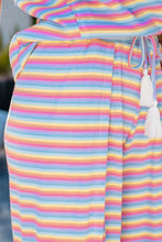Cargar imagen en el visor de la galería, Pink Stripe Rainbow Tee Tasseled String Wide Leg Pants Set