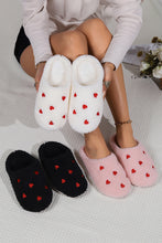 Cargar imagen en el visor de la galería, Pink Heart Shape Embroidered Slip On Plush Slippers
