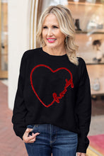 Load image into Gallery viewer, Black Holly Jolly Round Neck Casual Sweater