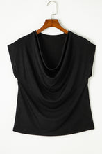 Load image into Gallery viewer, Black Cowl Neck Bat Sleeve T Shirt