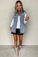 Load image into Gallery viewer, Beau Blue Denim Flap Pocket Curved Hem Shirt Vest