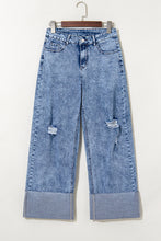 Load image into Gallery viewer, Ashleigh Blue Mineral Wash Bottom Cuff Distressed Wide Leg Jeans