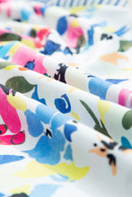 Cargar imagen en el visor de la galería, Light Blue Floral Print Striped Ruffled Sleeve Blouse