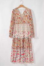 Load image into Gallery viewer, Khaki Plus Size Floral Tiered Ruffle Maxi Dress