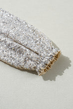 Load image into Gallery viewer, Silvery Sequin Puff Sleeve Cutout Back Blouse