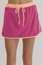 Cargar imagen en el visor de la galería, Rose Red Color Contrast Loose Pullover and Lace-up Waist Skort Set