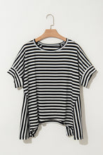 Load image into Gallery viewer, Black Stripe Batwing Sleeve Crewneck Oversized Top