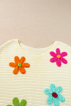 Cargar imagen en el visor de la galería, White Flower Crochet Round Neck Knitted Top