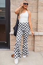 Load image into Gallery viewer, Black Checkerboard High Rise Casual Flared Pants