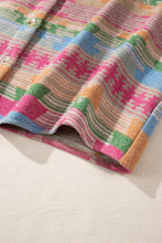 Load image into Gallery viewer, Pink Plus Size Aztec Printed Flap Pocket Shacket