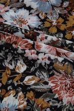 Load image into Gallery viewer, Brown Floral Long Sleeve High Neck Sheath Mesh Blouse