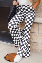 Load image into Gallery viewer, Black Checkerboard High Rise Casual Flared Pants