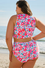 Cargar imagen en el visor de la galería, Rose Plus Size Floral Print Twisted High Waist Bikini Set