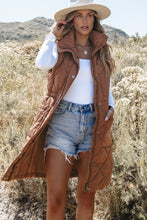 Load image into Gallery viewer, Coffee Longline Quilted Stand Collar Puffer Vest