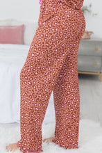 Load image into Gallery viewer, Brown Leopard Print Short Sleeve Shirt and Pants Pajamas Set
