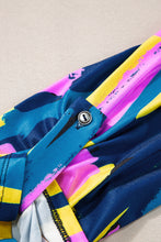 Load image into Gallery viewer, Blue Plus Size Brushstroke Print 3/4 Sleeve Blouse